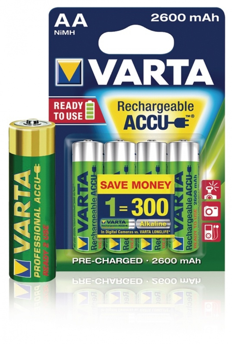 Varta Oppladbare Ni-MH batteri AA | 1.2 V DC | 2500 mAh | 4-Blisterkort Varta Oppladbare Ni-MH batteri AA | 1.2 V DC | 2500 mAh | 4-Blisterkort