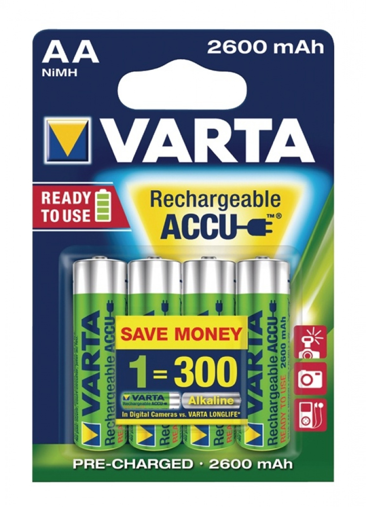 Varta Oppladbare Ni-MH batteri AA | 1.2 V DC | 2500 mAh | 4-Blisterkort Varta Oppladbare Ni-MH batteri AA | 1.2 V DC | 2500 mAh | 4-Blisterkort