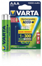 Varta Oppladbare Ni-MH batteri AAA | 1.2 V DC | 1000 mAh | Forhånds ladet | 2-Blisterkort