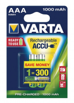 Varta Oppladbare Ni-MH batteri AAA | 1.2 V DC | 1000 mAh | Forhånds ladet | 2-Blisterkort