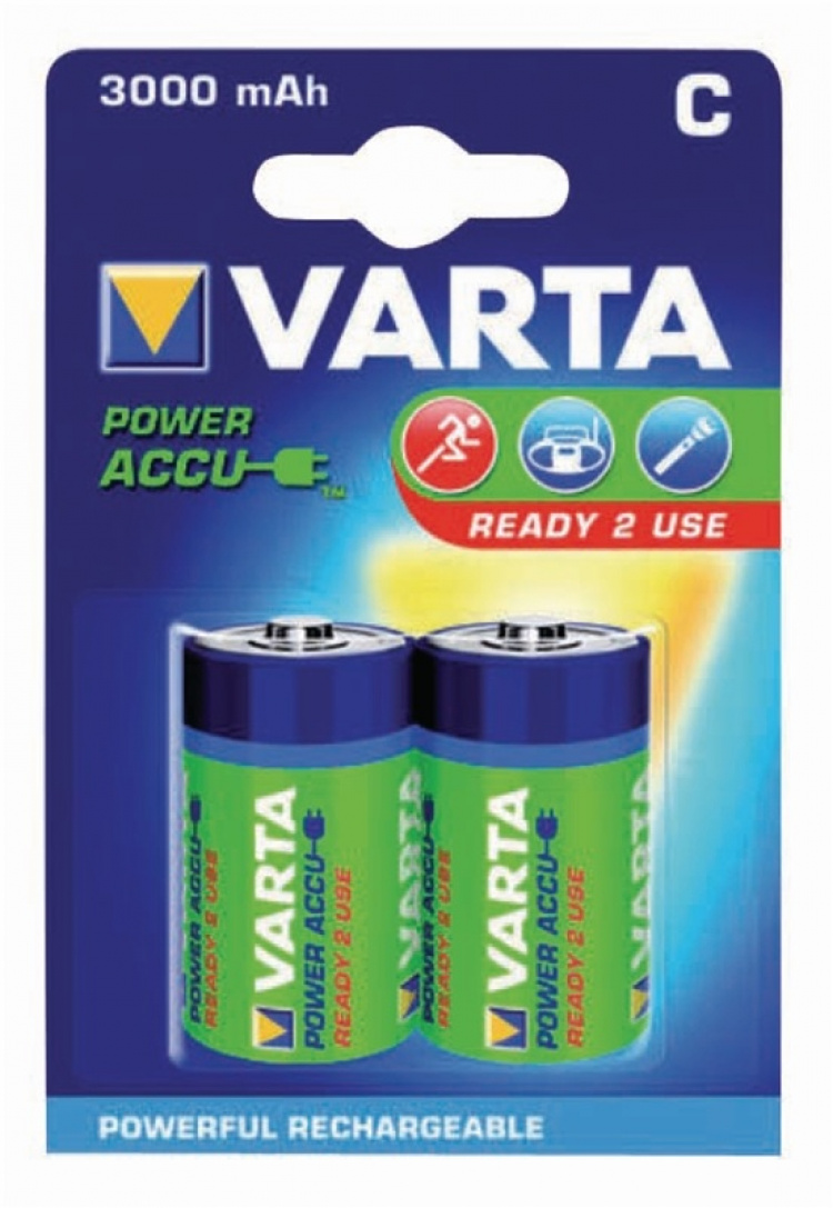 Varta Oppladbare batteri C | 1.2 V DC | 3000 mAh | Forhånds ladet | 2-Blister | HR14 | Grøn / Gul