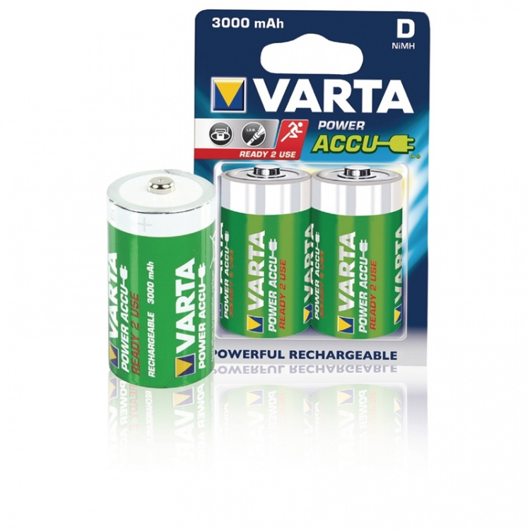 Varta Oppladbare batteri D | 1.2 V DC | 3000 mAh | Forhånds ladet | 2-Blister | HR20 | Grøn / Gul Varta Oppladbare batteri D | 1.2 V DC | 3000 mAh | Forhånds ladet | 2-Blister | HR20 | Grøn / Gul