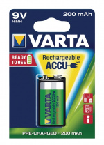 Varta Oppladbare batteri E-blokk | 9 V DC | 200 mAh | Forhånds ladet | 1-Blister | 6HR61 | Grøn / Gul
