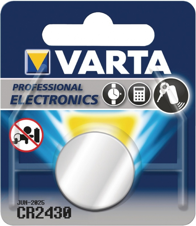 Varta Lithium knappecellebatteri CR2430 | 3 V DC | 290 mAh | 1-Blister | Sølv
