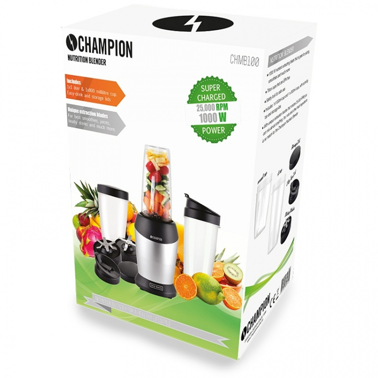 Champion Nutrition Blender 1000W MB100 Svart/sølv