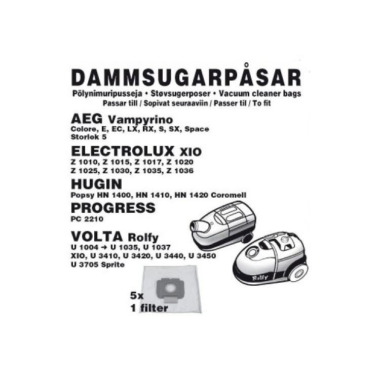 Champion Støvsugerposer AEG/Volta/Champion 5stk Champion Støvsugerposer AEG/Volta/Champion 5stk
