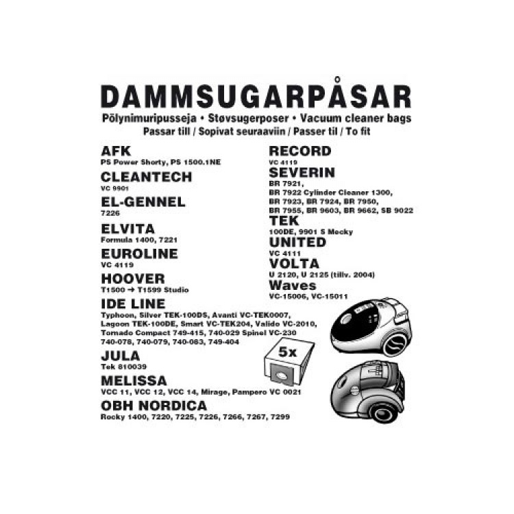 Champion Champion Støvposer OBH Nordica / 5stk