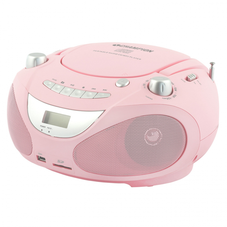 Champion Boombox CD/Radio/MP3/USB Pink Champion Boombox CD/Radio/MP3/USB Pink
