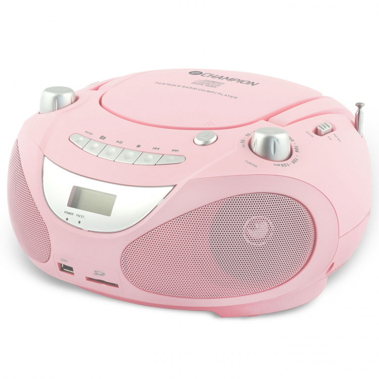 Champion Boombox CD/Radio/MP3/USB Pink Champion Boombox CD/Radio/MP3/USB Pink