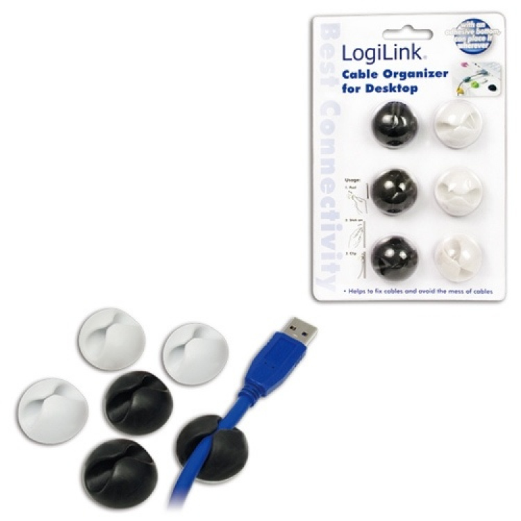 LogiLink Kabelholder selvklebende 6-pk