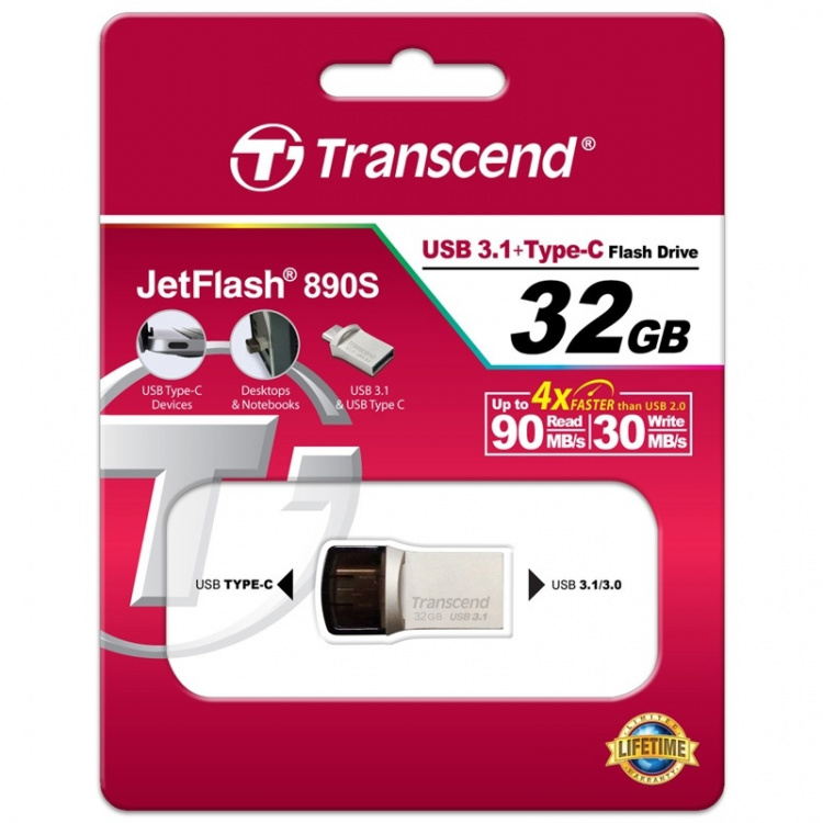 Transcend USB-minnepinne (USB3+Type-C) 32 GB Transcend USB-minnepinne (USB3+Type-C) 32 GB