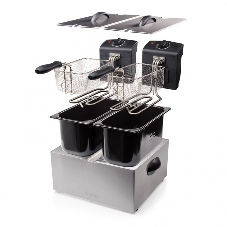 Tristar Dobbel frityrgryte i rustfritt stål 2 X 3l Tristar Dobbel frityrgryte i rustfritt stål 2 X 3l