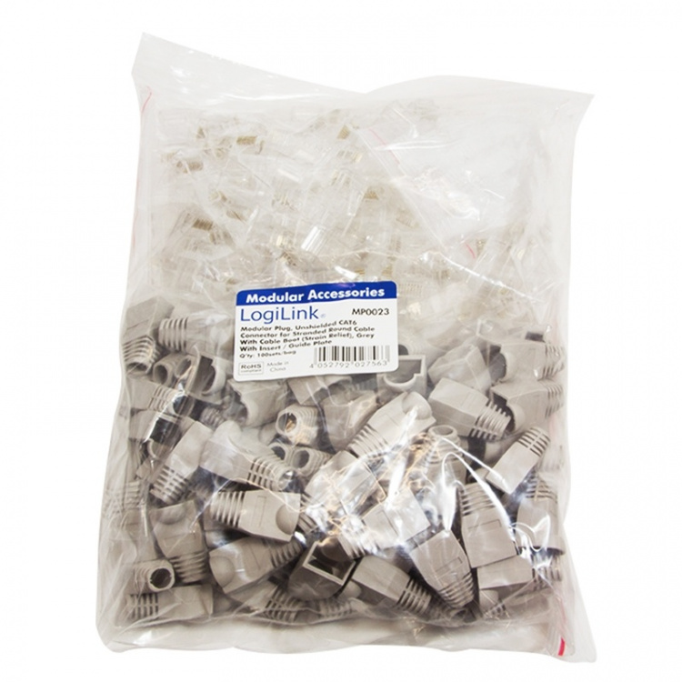 LogiLink Modulær plugg Cat6 uskjermet 100stk LogiLink Modulær plugg Cat6 uskjermet 100stk