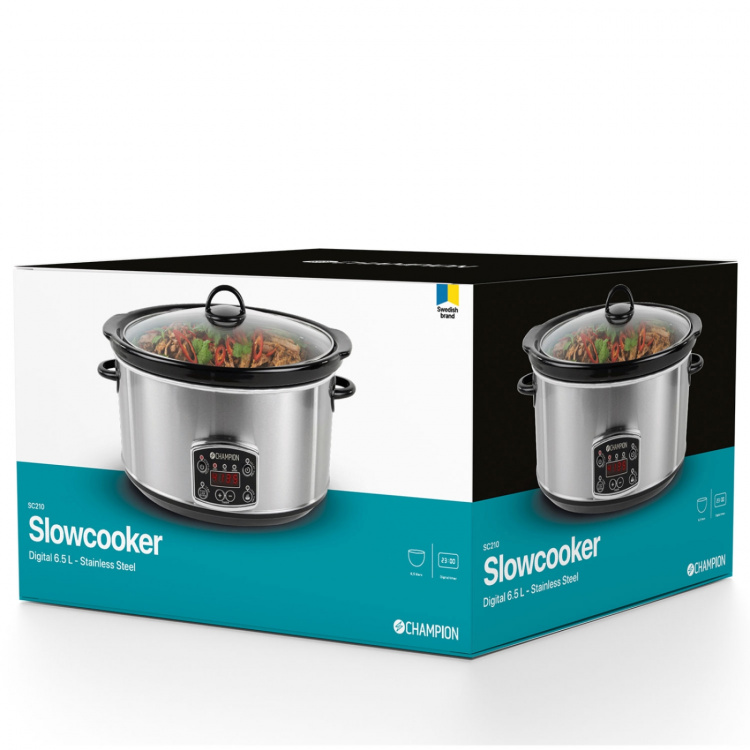 Champion Slowcooker 6,5L 320W SC210 Rustfritt stål