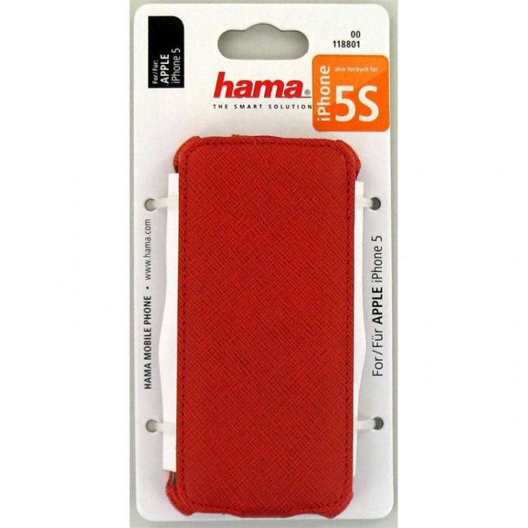 Hama iPhone5/5s/SE mobilveske flip-front rød lær Hama iPhone5/5s/SE mobilveske flip-front rød lær