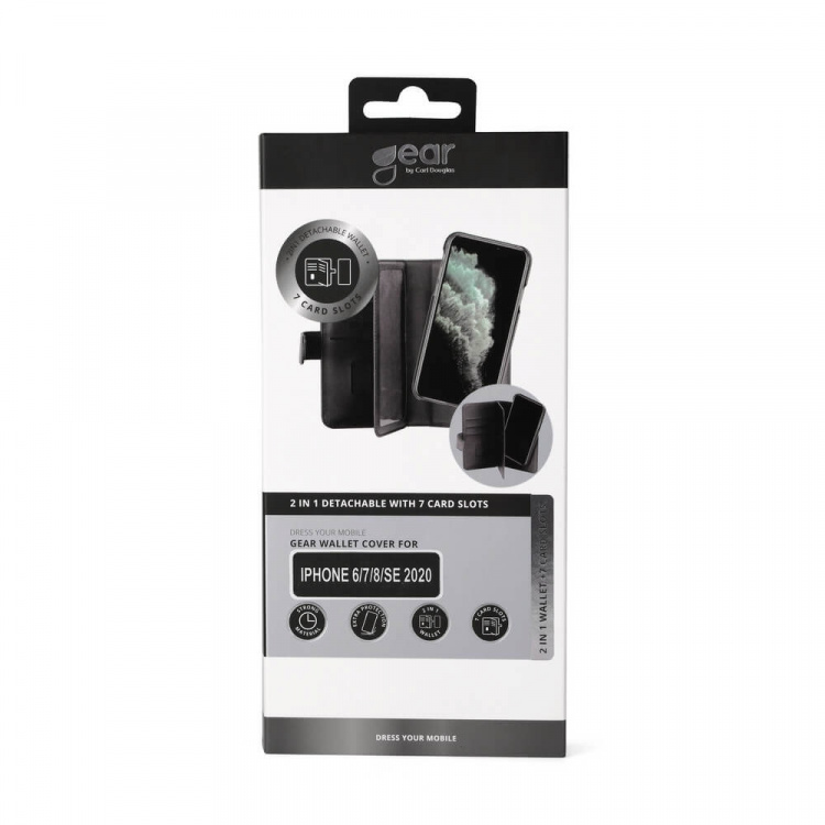 Gear Lommebokdeksel 2-i-1 7 Kortrom Svart - iPhone 6 /7/8/SE Gear Lommebokdeksel 2-i-1 7 Kortrom Svart - iPhone 6 /7/8/SE