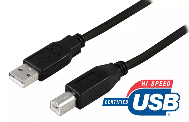 USB 2.0-kabel, A-han - B-han, 2 meter (USB-218S) USB 2.0-kabel, A-han - B-han, 2 meter (USB-218S)