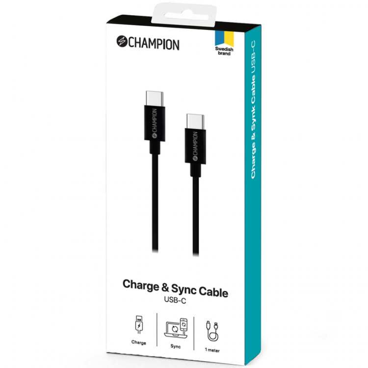 Champion USB-C-kabel 60W 1m svart