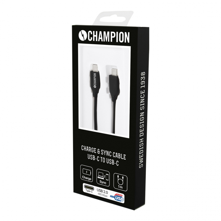 Champion USB-C-kabel 60W 1m svart