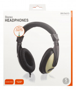 DELTACO hörlur med volymkontroll 2,5m kabel, svart