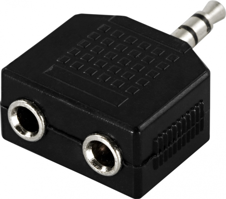 DELTACO Y-adapter for lyd 1x3,5mm output til 2x3,5mm input