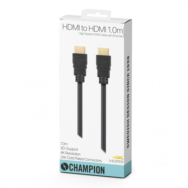 Champion HDMI-kabel Ha-Ha Svart 1,0 m Champion HDMI-kabel Ha-Ha Svart 1,0 m