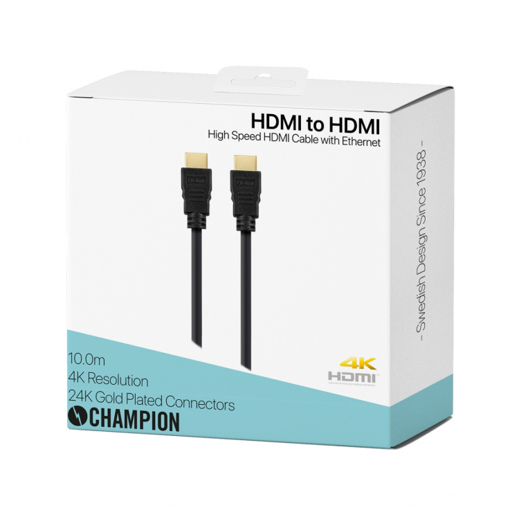 Champion HDMI-kabel Ha-Ha Svart 10,0 m Champion HDMI-kabel Ha-Ha Svart 10,0 m