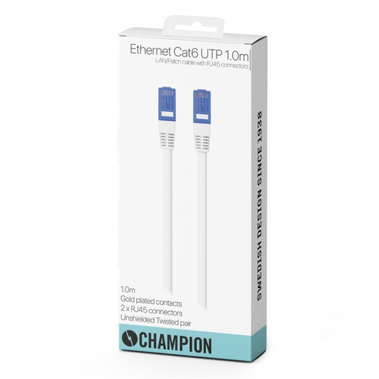 Champion Nettverkskabel CAT6 UTP 1,0 m
