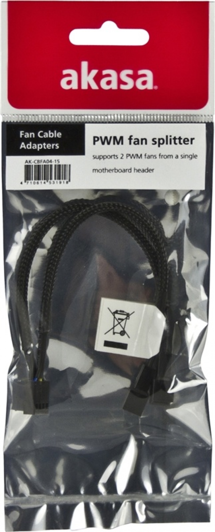 Akasa splitter for PWM-vifter, 1x4-pinners ha til 2x4-pinners ho