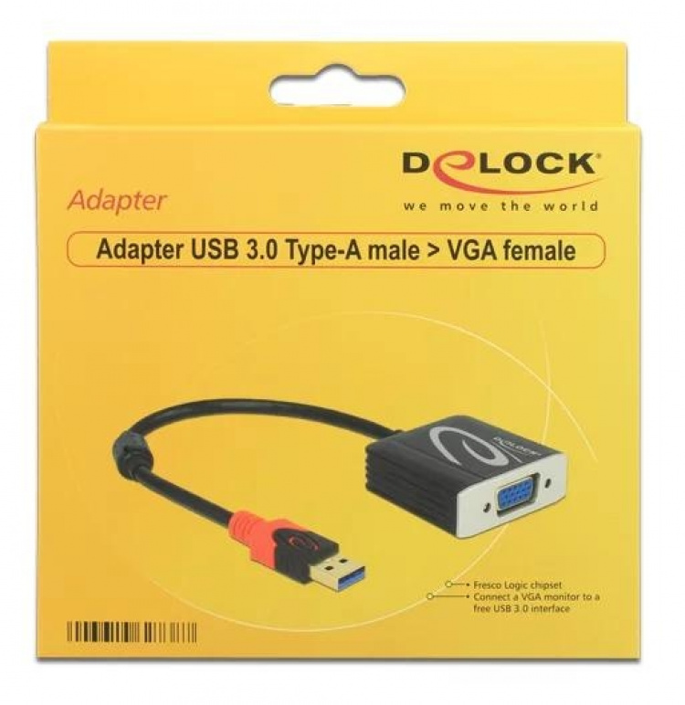 DeLOCK USB 3.0 til VGA-adapter, 1920x1200, 0,2 m DeLOCK USB 3.0 til VGA-adapter, 1920x1200, 0,2 m