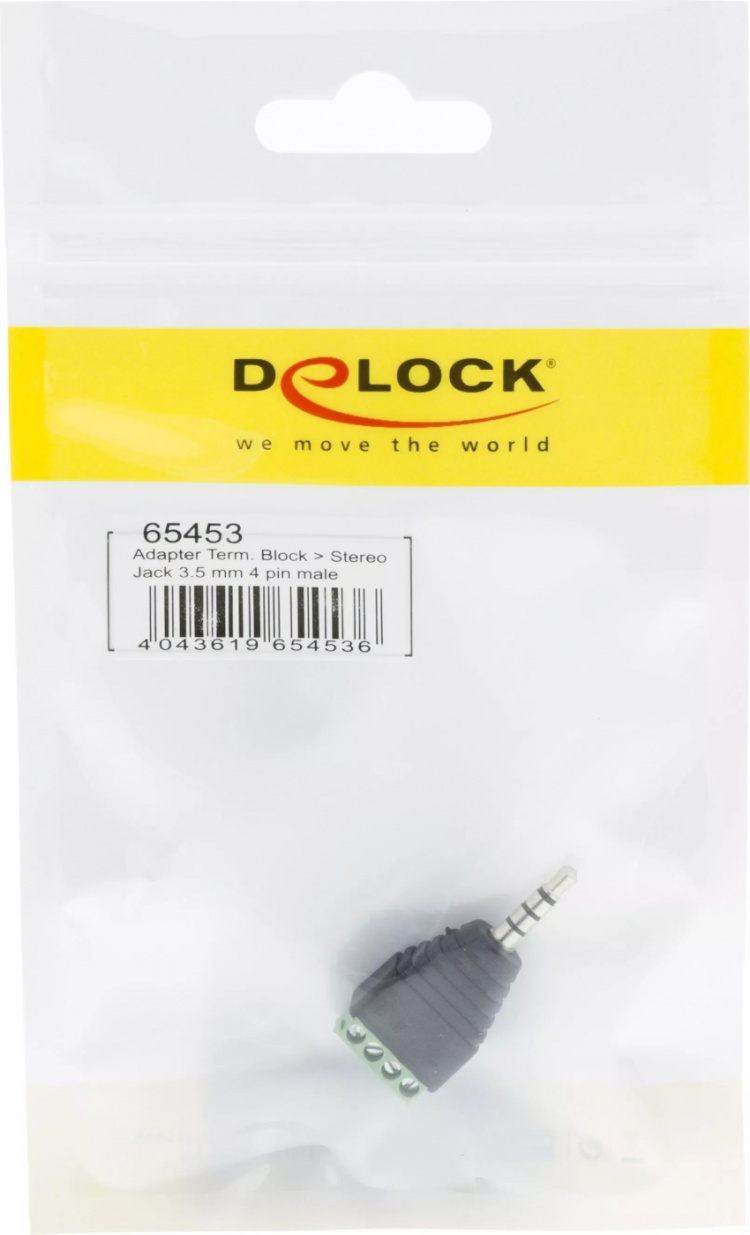 DeLOCK adapter, 3,5 mm stereo ha til 4-pinners terminalblokk