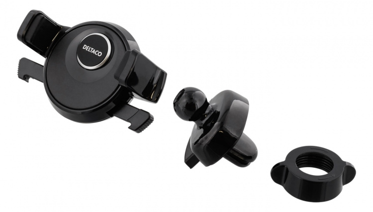 DELTACO bilholder for ventilasjonsgitter, smarttelefoner 60-88 mm, svart