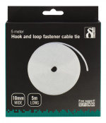 DELTACO borrelås på rull, bredde 10mm, 5m, hvit