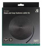 DELTACO borrelås på rull, bredde 9mm, 10m, svart