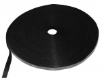 DELTACO Borrelås på rull, bredde 10mm, 25m, svart