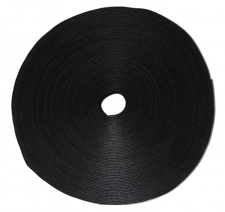 DELTACO Borrelås på rull, bredde 10mm, 25m, svart