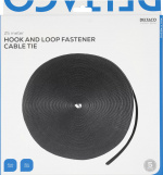 DELTACO Borrelås på rull, bredde 10mm, 25m, svart