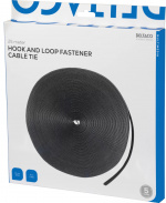 DELTACO Borrelås på rull, bredde 10mm, 25m, svart