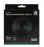 DELTACO Borrelås på rull, bredde 20mm, 5m, svart