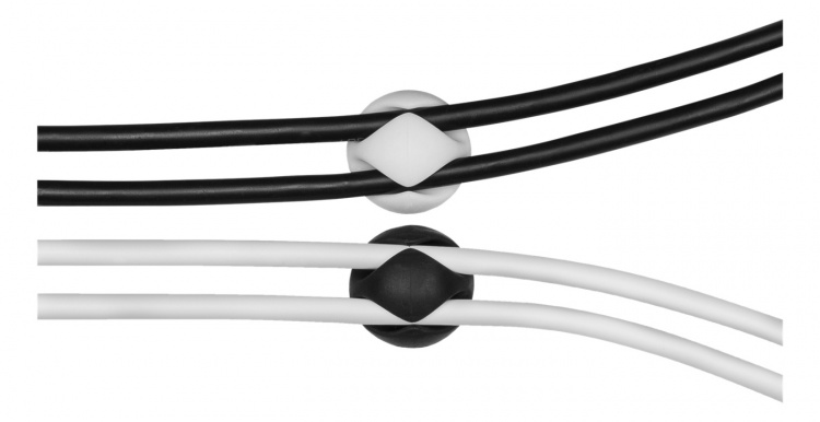 DELTACO selvklebende gummikabelholder, 6-pk, svart/hvit/grå DELTACO selvklebende gummikabelholder, 6-pk, svart/hvit/grå