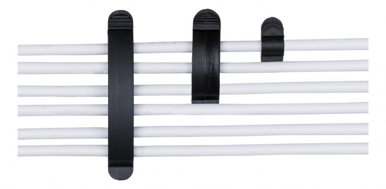 DELTACO selvklebende kabelklemmer, 1/3/6 plasser, 10-pk, svart
