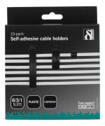 DELTACO selvklebende kabelklemmer, 1/3/6 plasser, 10-pk, svart