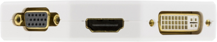 DELTACO Mini DisplayPort til DVI/HDMI/VGA-adapter, 0,15 m, hvit DELTACO Mini DisplayPort til DVI/HDMI/VGA-adapter, 0,15 m, hvit