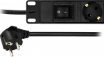Grenuttag, 8xCEE 7/4, 1xCEE 7/7, brytare, 3m kabel, svart
