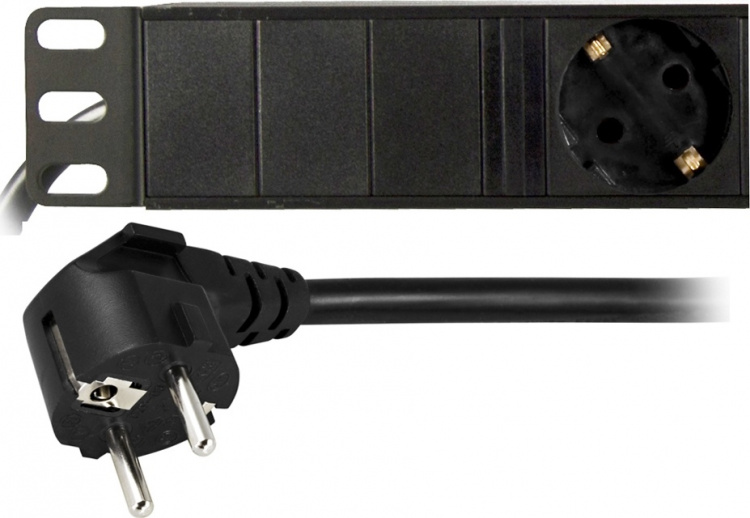 DELTACO strømskinne med 6xCEE 7/4-kontakt, 1xCEE 7/7, beskyttelseshette, svart DELTACO strømskinne med 6xCEE 7/4-kontakt, 1xCEE 7/7, beskyttelseshette, svart