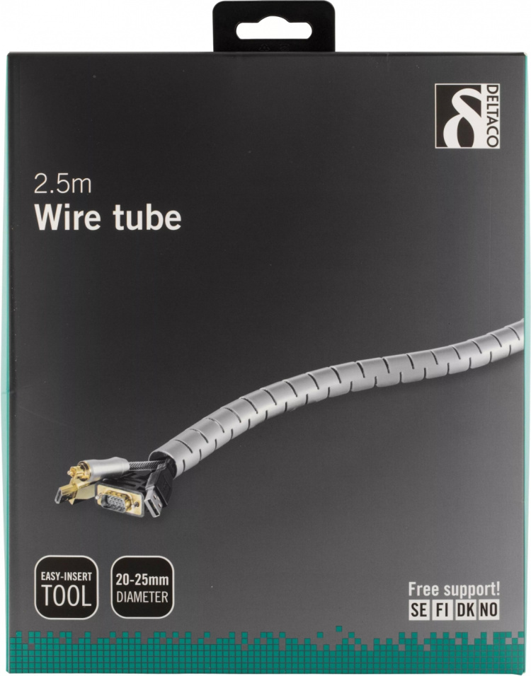 Kabelslukare i plast, 25mm diameter, 2,5m, verktyg, silver