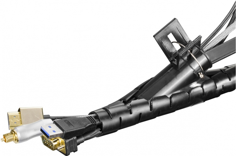 Kabelslukare i plast, 25mm diameter, 2,5m, verktyg, svart