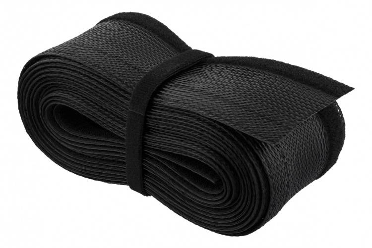 DELTACO Kabelsorteringsstrømpe i nylon, borrelås, 1,8m, svart