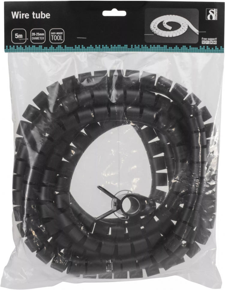 DELTACO Kabelbinder i nylon, 25 mm diameter, inkludert verktøy, 5 m, svart DELTACO Kabelbinder i nylon, 25 mm diameter, inkludert verktøy, 5 m, svart