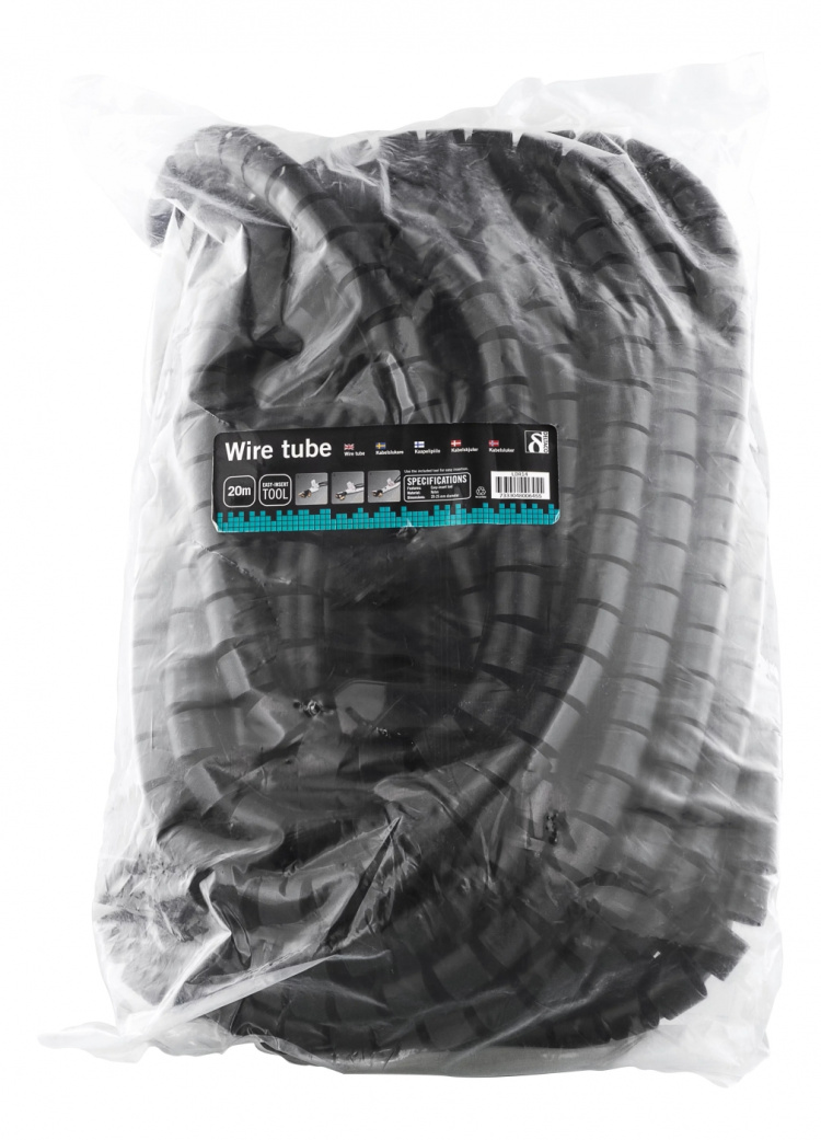 DELTACO Kabelbinder i nylon, 25 mm diameter, inkludert verktøy, 20 m, svart